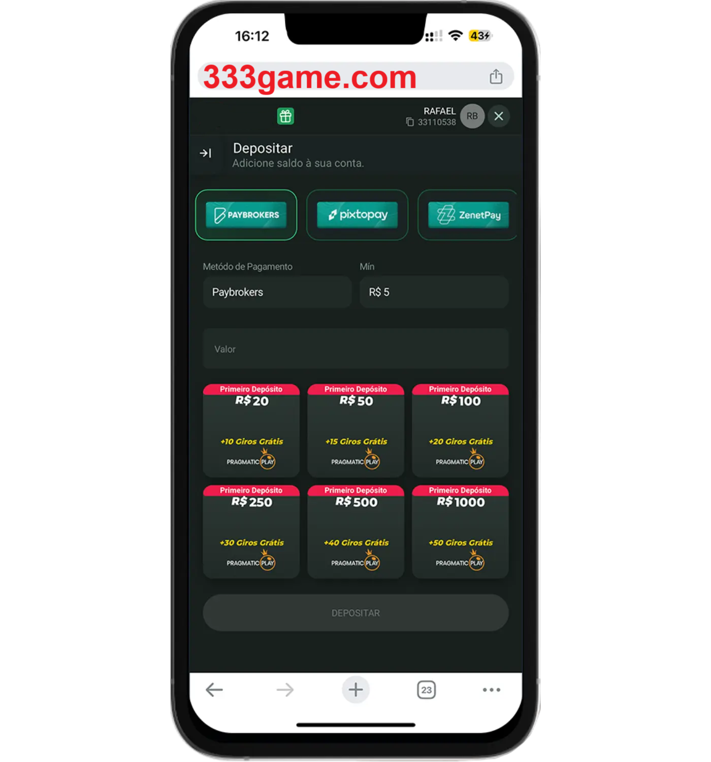 Baixe o aplicativo 333game para jogar a qualquer momento